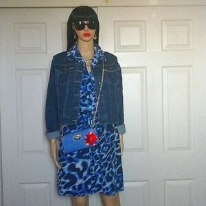 Joe’s Denim Jacket & CK silk drawstring dress